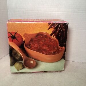Boston Warehouse Trading Corp 1995 Terracotta Salsa Bowl & Spoon Fiesta Serving